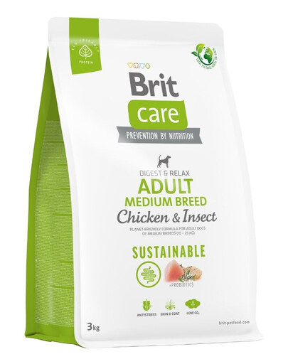 BRIT Care Sustainable Adult Medium Breed - poulet et insectes pour chiens de races moyennes - 3 kg