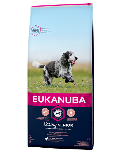 EUKANUBA Caring Senior Medium Breed Chicken - Chien sénior de race moyenne riche en poulet - 15kg