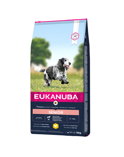EUKANUBA Caring Senior Medium Breed Chicken - Chien sénior de race moyenne riche en poulet - 15kg