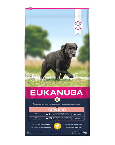 EUKANUBA Caring - Chien Senior de Grande Race riche en Poulet - 15kg