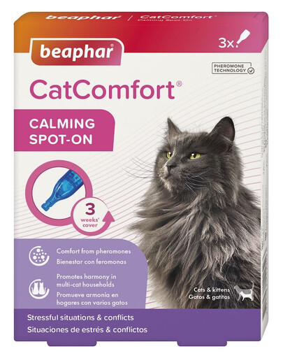 BEAPHAR CatComfort Calming Spot-On 3x0,55 ml avec des phéromones pour chats