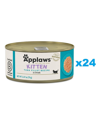 APPLAWS Cat Tin Kitten - Filet de thon en bouillon pour chatons - 24x70 g