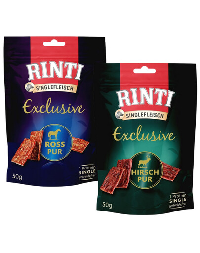 RINTI Singlefleisch Exclusive Snack Friandises mixtes pour chiens avec du cheval et du gibier 12x50 g