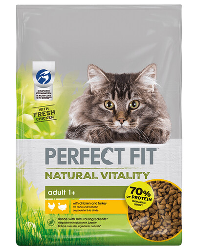 PERFECT FIT Natural Vitality 1+ Croquettes avec poulet et dinde pour chats adultes 650 g