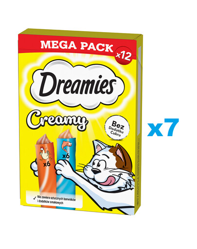 DREAMIES Creamy MEGA PACK aliment complémentaire au poulet et au saumon 84x10 g