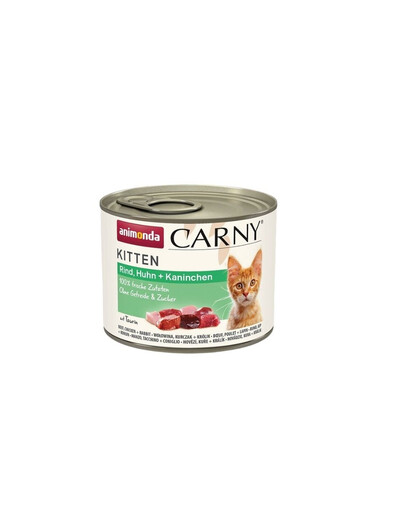 ANIMONDA Carny Kitten Beef&Chicken&Rabbit 200 g Bœuf, Poulet & Lapin pour chatons