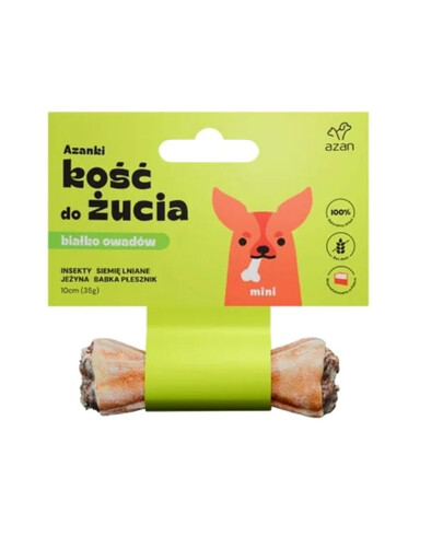 AZANKI Os avec insectes et graines de lin pour chien Mini 10cm