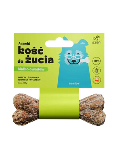 AZANKI Os avec insectes pour chien âgé Senior 12cm
