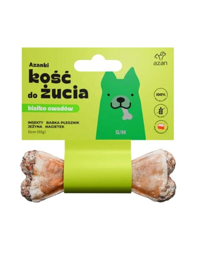 AZANKI Os avec insectes et mûres pour chien S/M 12cm