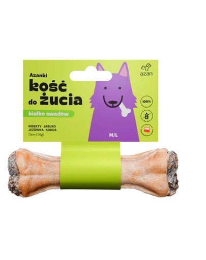 AZANKI Os avec insectes et noix de coco pour chien M/L 17cm