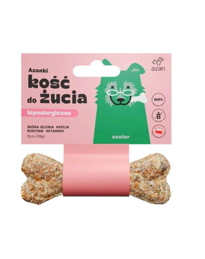 AZANKI Os en peau de cerf pour chien âgé Senior 12cm