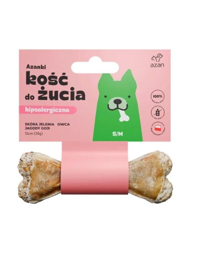 AZANKI Os en peau de cerf pour chien S/M 12cm
