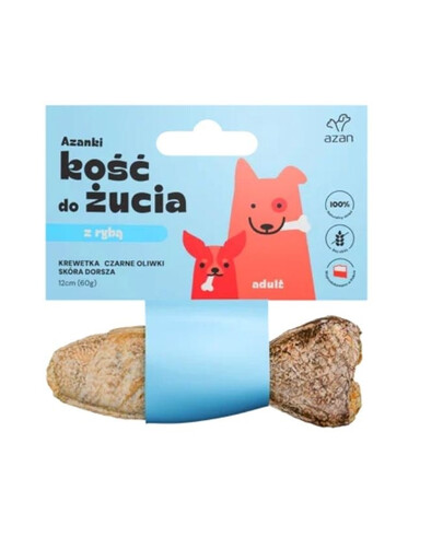 AZANKI Os avec crevette Poisson pour chien 12cm