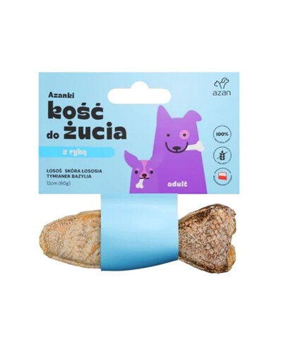 AZANKI Os avec saumon Poisson pour chien 12cm