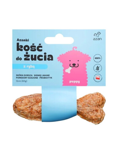 AZANKI Os avec morceau de poisson pour chiot Puppy 12cm