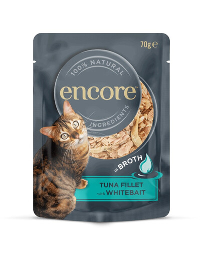 ENCORE Cat tuńczyk z białorybą w bulionie dla kota 16x70g