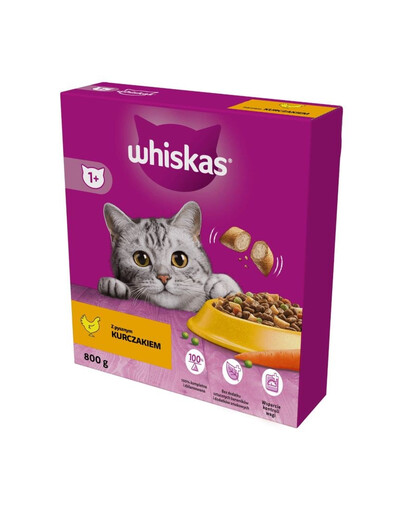 WHISKAS Adult+1 croquettes pour chat avec du poulet 800g