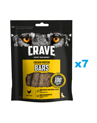 CRAVE Protein Bars Chicken friandise protéinée pour chiens adultes 7x76 g