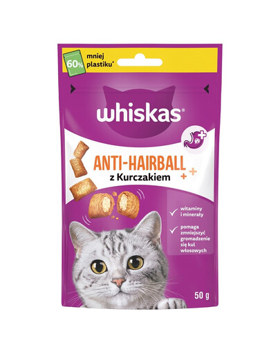 WHISKAS Anti-Hairball 50g friandises détox pour chats adultes