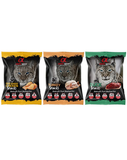 ALPHA SPIRIT Friandises pour chats en cubes mixtes poulet, dinde et canard 30x50 g