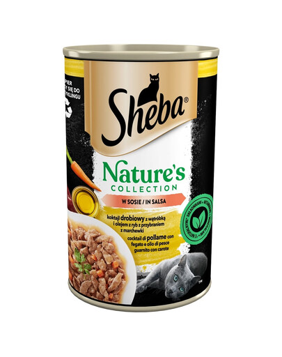 SHEBA boîte 400 g Nature's Collection cocktail de foie de volaille et d'huile de poisson avec garniture de carottes en sauce
