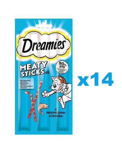 DREAMIES Meaty Sticks bâtonnets au délicieux saumon pour chats adultes 14x30 g