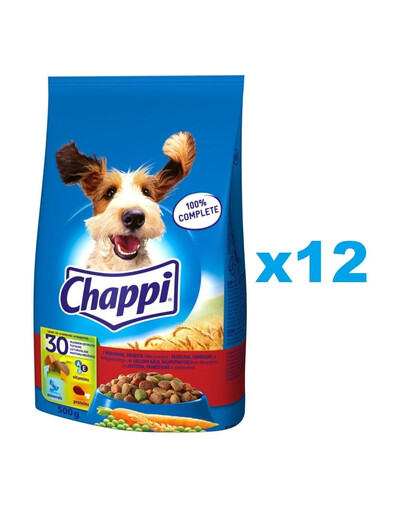 CHAPPI 12x500 g - croquettes pour chiens à base de bœuf, volaille et légumes