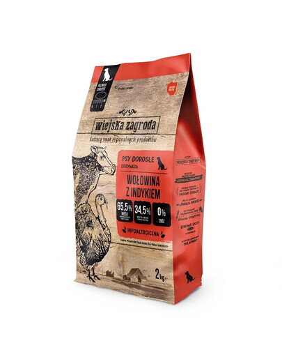 WIEJSKA ZAGRODA Boeuf et dinde pour chiens - 2 kg