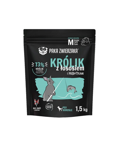 PAKA ZWIERZAKA Seventh Heaven M Nourriture sèche avec lapin et saumon pour chiens adultes de taille moyenne et grande 1,5kg