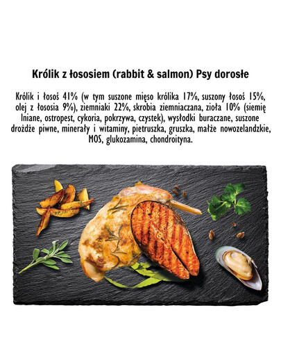 PAKA ZWIERZAKA Seventh Heaven M Nourriture sèche avec lapin et saumon pour chiens adultes de taille moyenne et grande 1,5kg