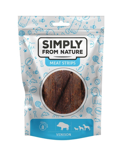 SIMPLY FROM NATURE Meat Strips - Bandes de viande de venaison pour chiens - 80 g