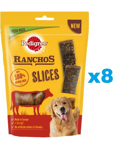 PEDIGREE Ranchos Slices 8x60g friandises pour chien au boeuf