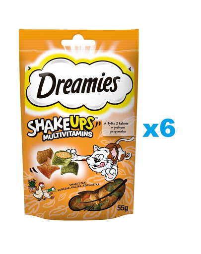 DREAMIES ShakeUps Multivitamins 6x55g friandise pour chat au poulet, à la canard et à la cataire