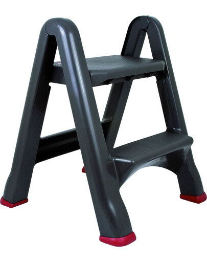 KETER Tabouret pliable 2 marches noir/rouge