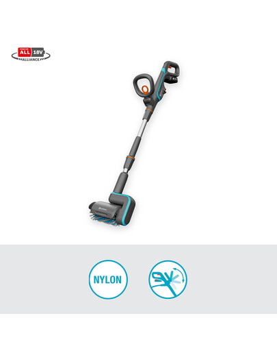 GARDENA Brosse rechargeable pour terrasses avec batterie AquaBrush Patio 03/18V P4A