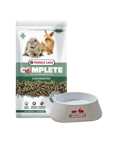 VERSELE-LAGA Extrudat pour lapin nain Cuni Sensitive Complete 1,75 kg + Gamelle en plastique pour rongeurs GRATUITE