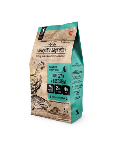 WIEJSKA ZAGRODA Poulet et saumon pour chatons 5 kg