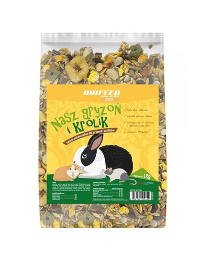 BIOFEED Nasz Gryzoń i Królik Aliment universel pour lapins et rongeurs 10 kg