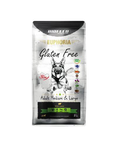 BIOFEED EUPHORIA Gluten Free Avec de l'agneau pour les chiens de moyennes et grandes races 2 kg