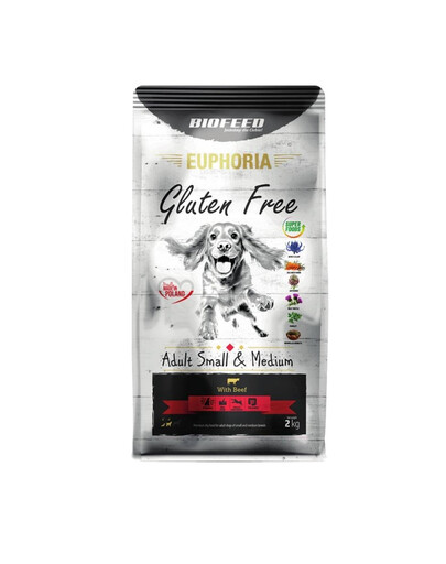 BIOFEED EUPHORIA Gluten Free Au bœuf pour chiens de petite et moyenne taille 12 kg