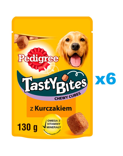 PEDIGREE Tasty Bites Chewy Cubes friandise pour chien au poulet 6x130 g