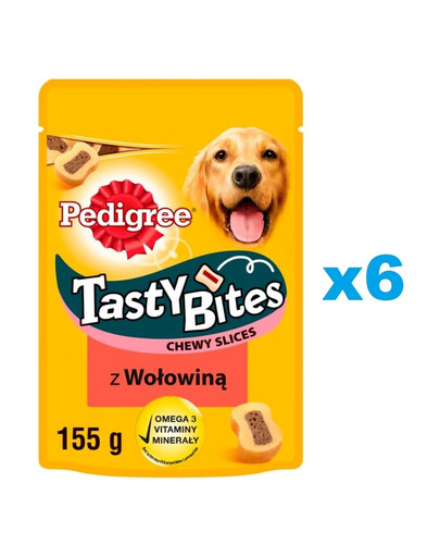 PEDIGREE Tasty Bites Chewy Slices friandises pour chien au boeuf 6x155g