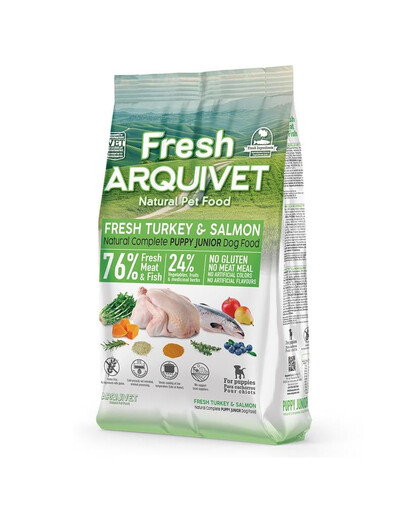 ARQUIVET Fresh Puppy Junior Nourriture semi-humide pour chiots Dinde et saumon 2,5 kg