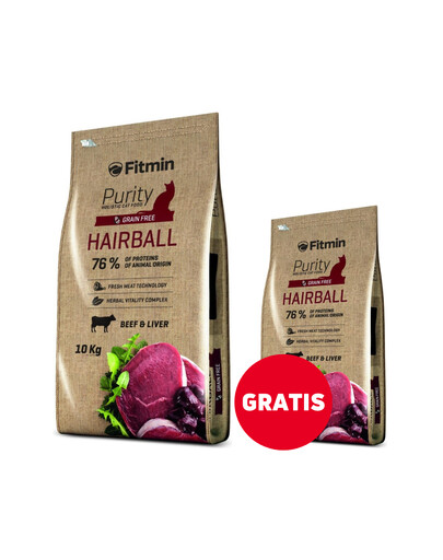 FITMIN Cat Purity Hairball 10 kg + 400g GRATUIT