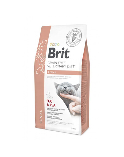 BRIT Veterinary Diets Cat Renal - Nourriture vétérinaire sans céréales pour chats adultes souffrant d'insuffisance rénale - 5 kg