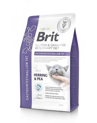 BRIT Veterinary Diets Cat Grain Free Gastrointestinal Low Fat 2 kg pour les troubles du système digestif du chat