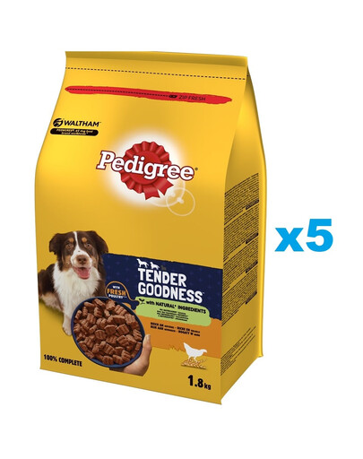 PEDIGREE Tender Goodness 5x1,8 kg aliment complet semi-humide riche en volaille pour chiens adultes