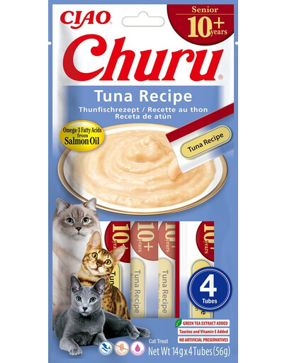 INABA Churu Cat Senior Tuna 4x14g friandise crémeuse pour chats âgés au goût de thon