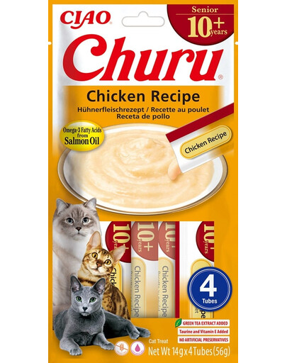 INABA Churu Cat Senior Chicken 4x14g friandise crémeuse pour chats âgés au goût de poulet