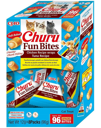 INABA Churu Cat Fun Bites Chicken with Tuna 8x12g wraps au poulet et au thon pour chat